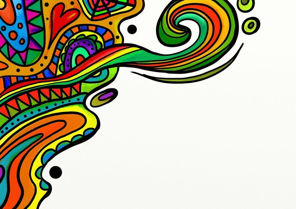 colorful, hand-drawn swirls